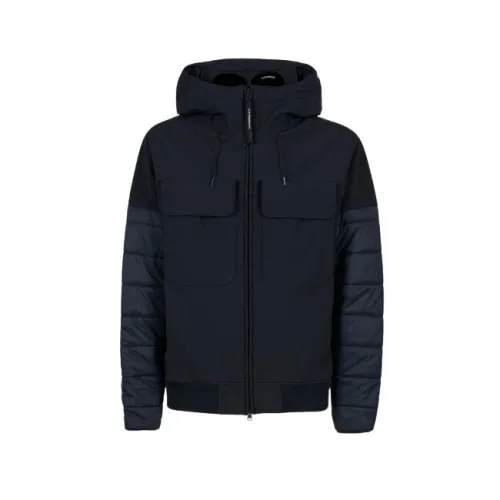 C.p. Company , Mixed Goggle Jacket with Nylon ,Blue male, Sizes: