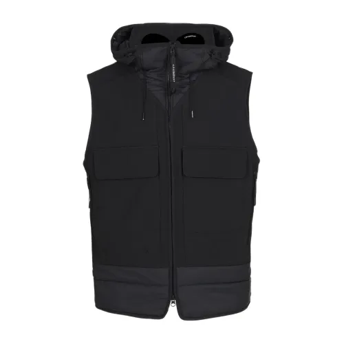 C.p. Company , Mixed Goggle Vest with Nylon ,Black male, Sizes: