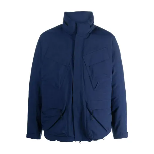 C.p. Company , Navy Blue Logo Print Cargo Jacket ,Blue male, Sizes: