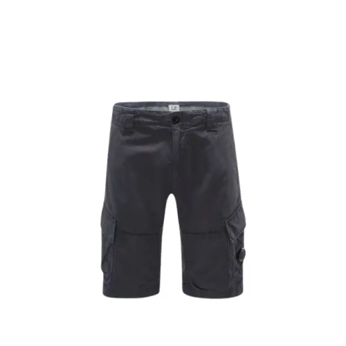 C.p. Company , Navy Cotton Linen Cargo Shorts ,Blue male, Sizes: