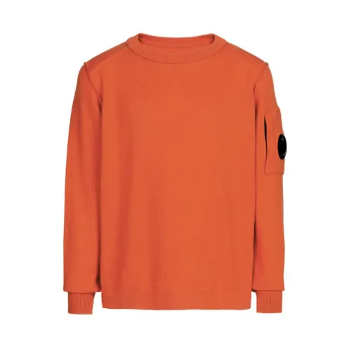 C.p. Company , O-Neck Jumpers with Stitching Details ,Orange male, Sizes: