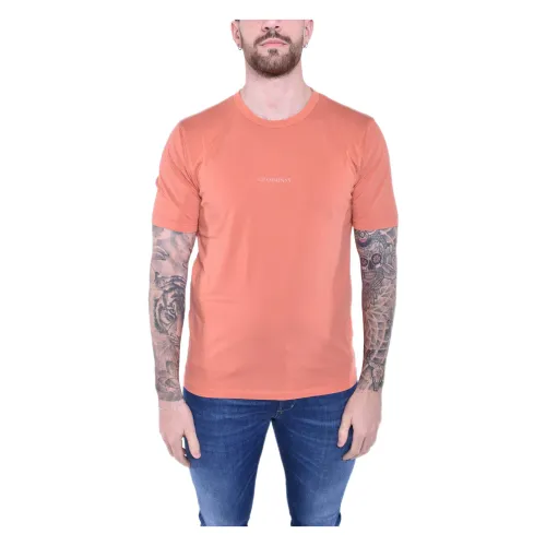 C.p. Company , Orange Logo T-Shirt Resist Dyed ,Orange male, Sizes: