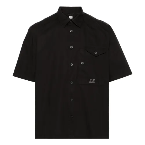 C.p. Company , Popeline Short Sleeved Shirt ,Black male, Sizes: