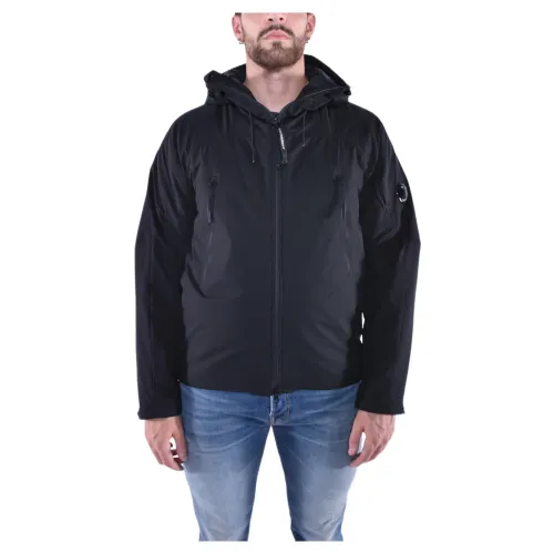 C.p. Company , Pro-Tek Hooded Jacket with Adjustable Drawstring and Zip Closure ,Black male, Sizes: