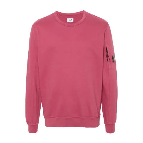C.p. Company , Red Lightweight Fleece Crew Neck Sweatshirt ,Pink male, Sizes: