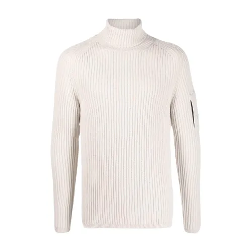 C.p. Company , Sandshell Lens Logo Sweater ,Gray male, Sizes: