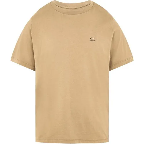 CP COMPANY Short Sleeve Basic Logo T Shirt - Beige