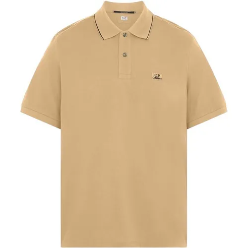 CP COMPANY Short Sleeve Tipped Polo Shirt - Beige