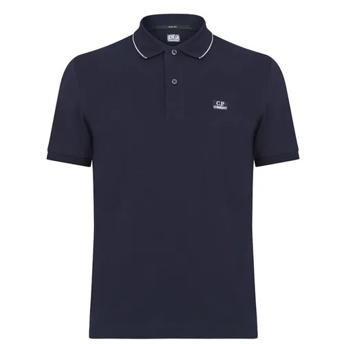 CP COMPANY Short Sleeve Tipped Polo Shirt - Blue
