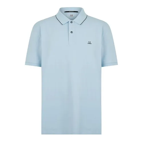 CP COMPANY Short Sleeve Tipped Polo Shirt - Blue
