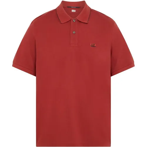 CP COMPANY Short Sleeve Tipped Polo Shirt - Red