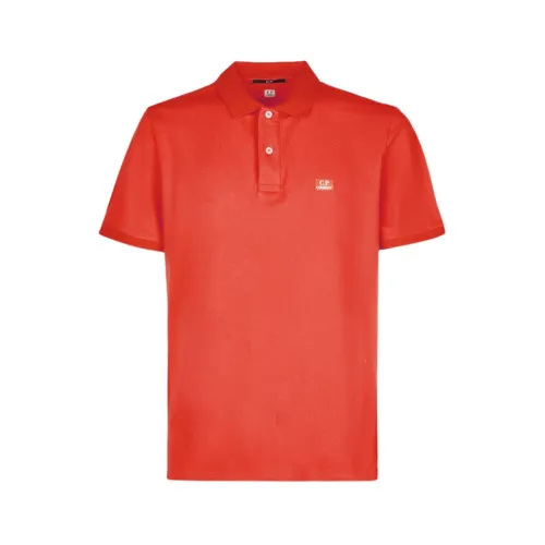 C.p. Company , Stretch Pique Slim Fit Logo Polo ,Red male, Sizes: