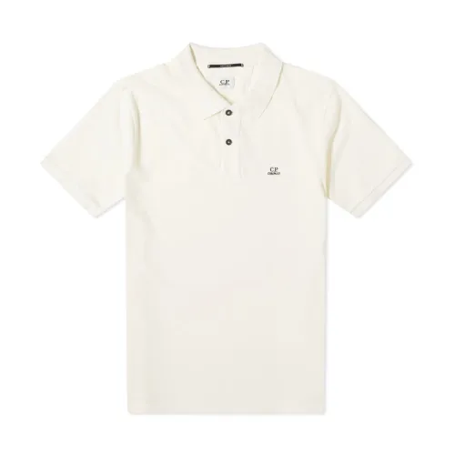 C.p. Company , Stretch Pique Slim Fit Logo Polo ,White male, Sizes: