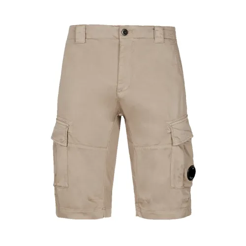 C.p. Company , Stretch Sateen Cargo Shorts - Cobblestone Brown ,Brown male, Sizes: