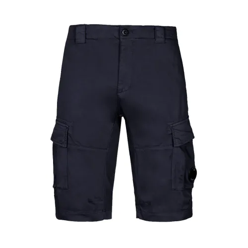 C.p. Company , Stretch Sateen Cargo Shorts with Reinforced Belt Loops and Multiple Pockets ,Blue male, Sizes: