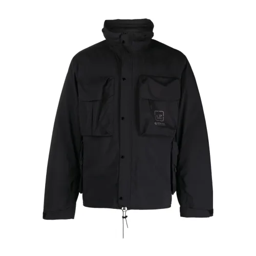 C.p. Company , Waterproof Jacket with Removable Hood ,Black male, Sizes: