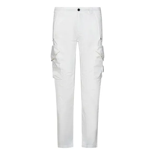 C.p. Company , White Cargo Trousers with Lens Detail ,White male, Sizes: