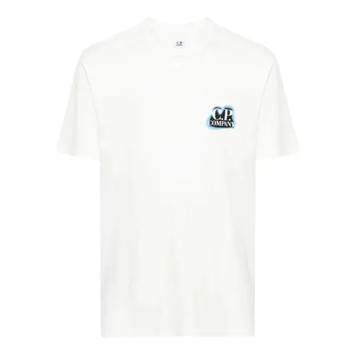 C.p. Company , White Cotton T-shirt with Ribbed Crew Neck and Short Sleeves ,White male, Sizes: