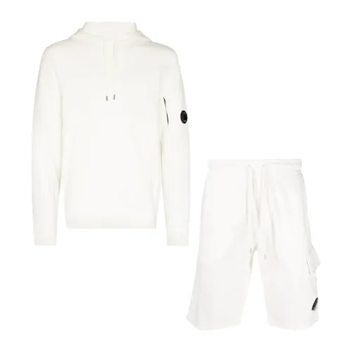 C.p. Company , White Hoodie Short Set for Ultimate Comfort ,White male, Sizes: