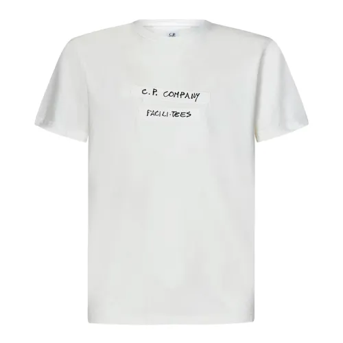 C.p. Company , White T-shirts and Polos with Graphic Prints ,White male, Sizes: