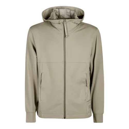 C.p. Company , Zippered Hoodie with Logo Detailing ,Beige male, Sizes: