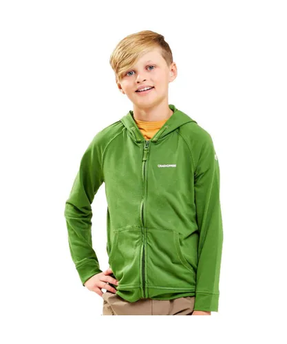 Craghoppers Boys & Girls NosiLife Ryley Wicking Full Zip Hoodie Top - Green Cotton