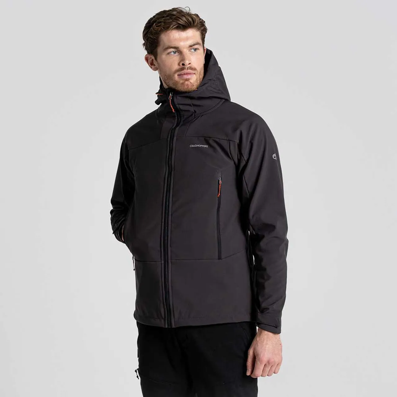 Craghoppers Mens Tripp Softshell Jacket (Black Pepper / Potters Clay)