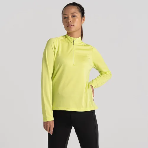 Craghoppers Womens Dynamic Pro Half Zip Long Sleeve T-Shirt (Key Lime)