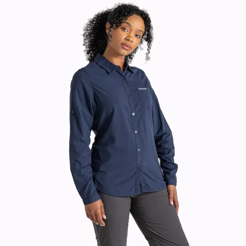 Craghoppers Womens Nosilife Bardo Long Sleeve Shirt: Blue Navy: