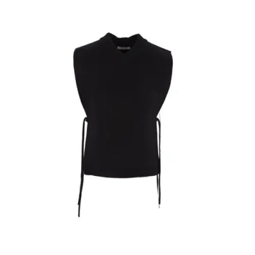 Craig Green , Black Knit Sweater with V-Neck and Open Sides ,Black male, Sizes: