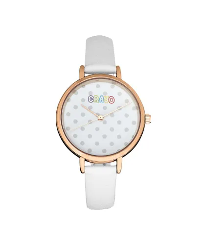 Crayo Unisex Dot Strap Watch - White Stainless Steel - One Size
