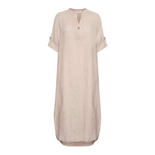 Cream , Crispy Sand Caftan Dress ,Beige female, Sizes: