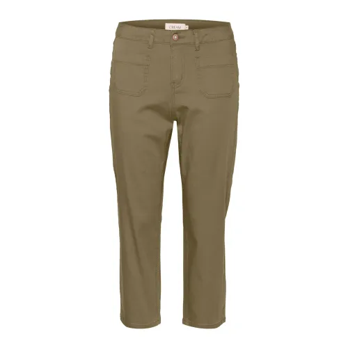 Cream , Cropped Trousers ,Green female, Sizes: