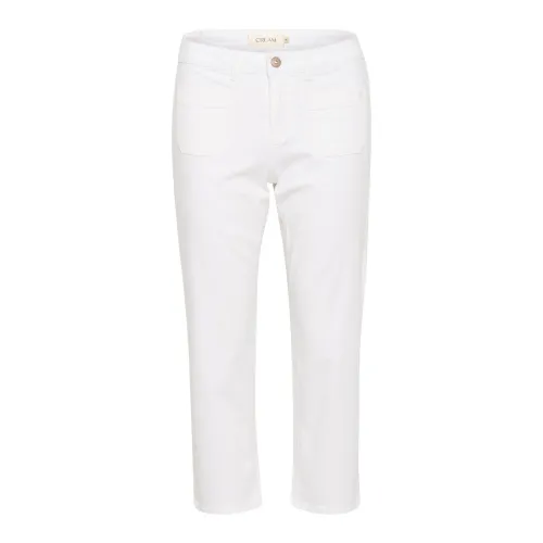 Cream , Cropped Trousers ,White female, Sizes: