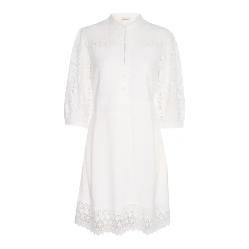 Cream , Elegant Lace Detail Dress Snow White ,White female, Sizes: