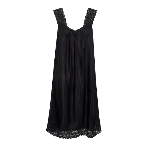 Cream , Feminine Embroidered Dress in Pitch Black ,Black female, Sizes: