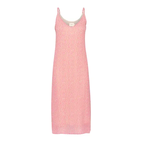 Cream , Geometric Print Slip Dress ,Pink female, Sizes: