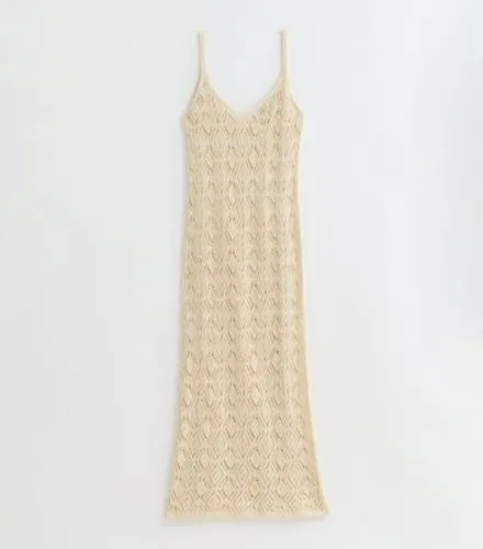 Cream Glitter Crochet Beach Maxi Dress New Look