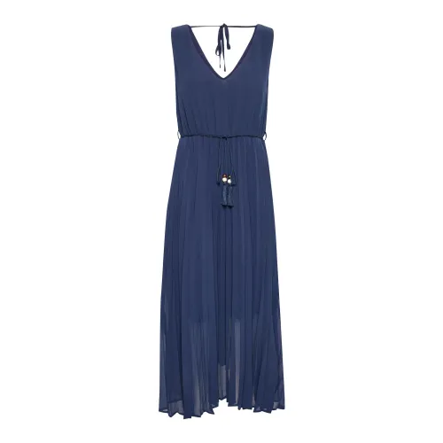 Cream , Navy Blazer Dress with Beaded Waist ,Blue female, Sizes: