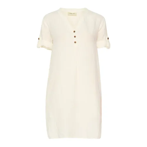Cream , White Caftan Short Dress ,White female, Sizes: