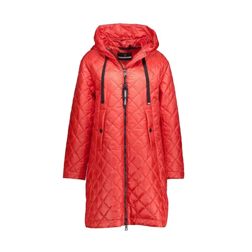 Creenstone , Lightweight Red Quilted Hooded Spring Jacket ,Red female, Sizes: