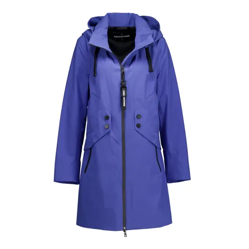 Creenstone , Stylish Waterproof Raincoat with Waist Detail ,Blue female, Sizes: