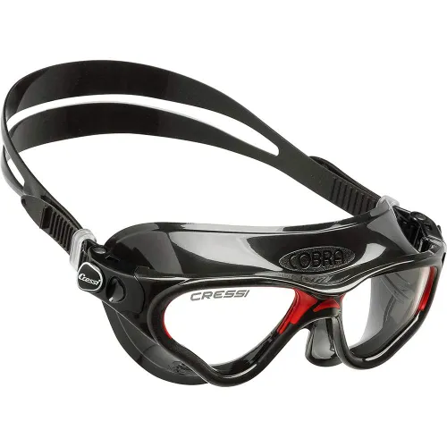 Cressi Cobra Anti Fog Premium Swim Goggles Mask - Black/Red