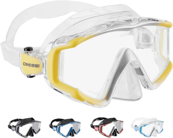 CRESSI Liberty Triside Mask - Panoramic 3 Glass Mask for