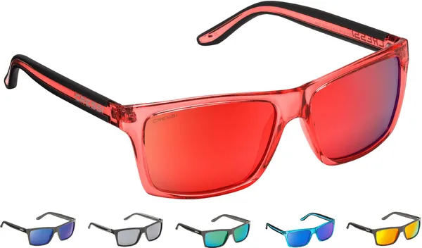 Cressi Rio Sport Sunglasses - Crystal Red/Mirrored Lens Red