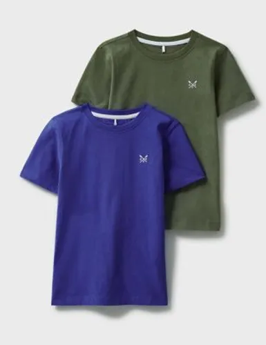 Crew Clothing Boys 2pk Pure Cotton T-Shirts (3-12 Yrs) - 8-9 Y - Blue Mix, Blue Mix,Khaki Mix
