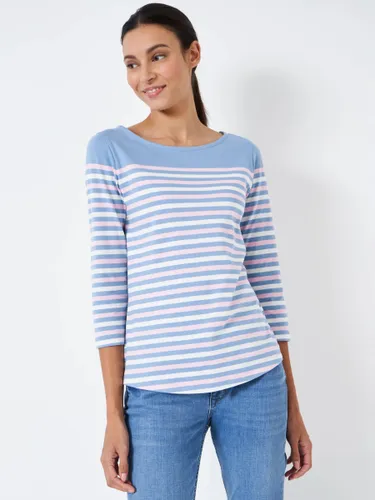 Crew Clothing Essential Breton Stripe Top - Light Blue - Female