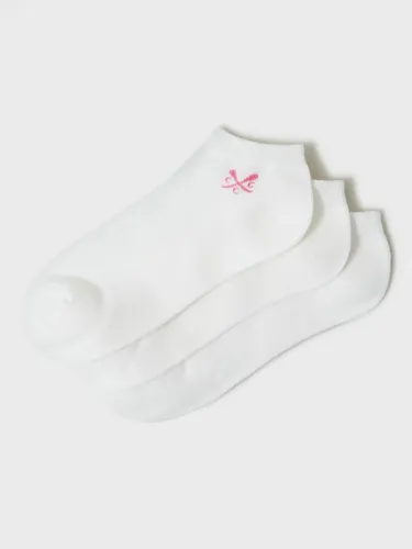 Crew Clothing Plain Bamboo Trainer Socks, Pack of 3 - White - Female