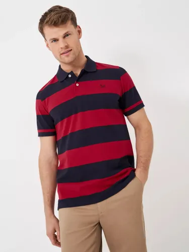 Crew Clothing Stripe Polo Shirt - Bright Red - Male