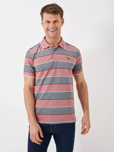 Crew Clothing Stripe Polo Shirt - Bright Red - Male